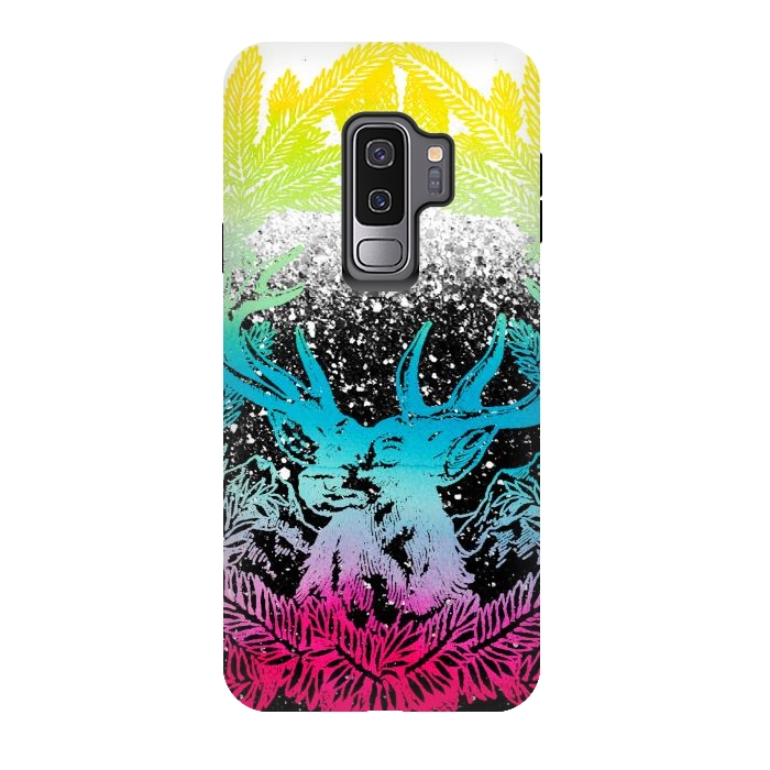 Galaxy S9 plus StrongFit Gradient reindeer and pine leaves illustration by Oana 