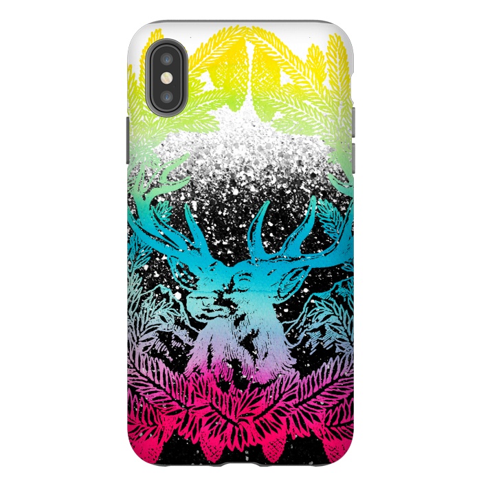 iPhone Xs Max StrongFit Gradient reindeer and pine leaves illustration by Oana 