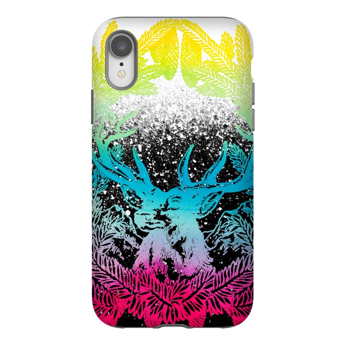 iPhone Xr StrongFit Gradient reindeer and pine leaves illustration by Oana 