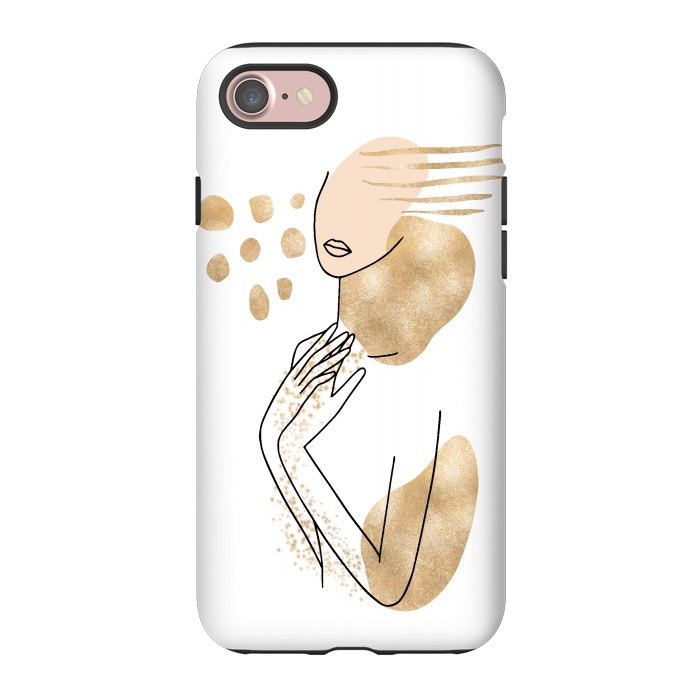 iPhone 7 StrongFit Modern Lineart Girl With Gold Shapes by DaDo ART