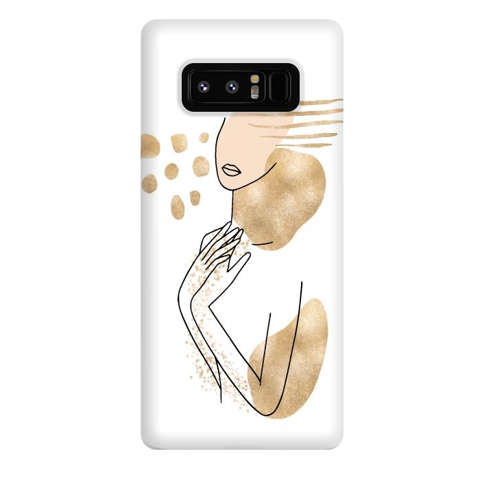 Galaxy Note 8 StrongFit Modern Lineart Girl With Gold Shapes by DaDo ART