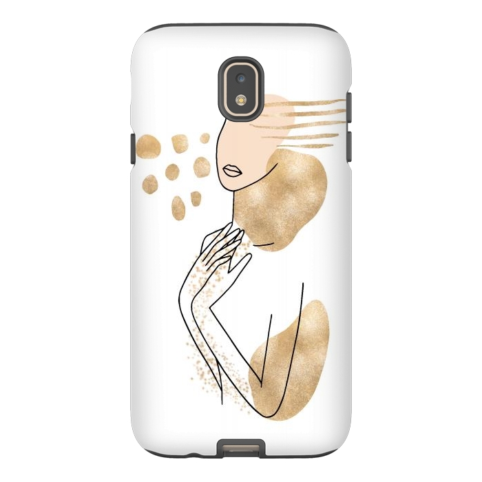 Galaxy J7 StrongFit Modern Lineart Girl With Gold Shapes by DaDo ART