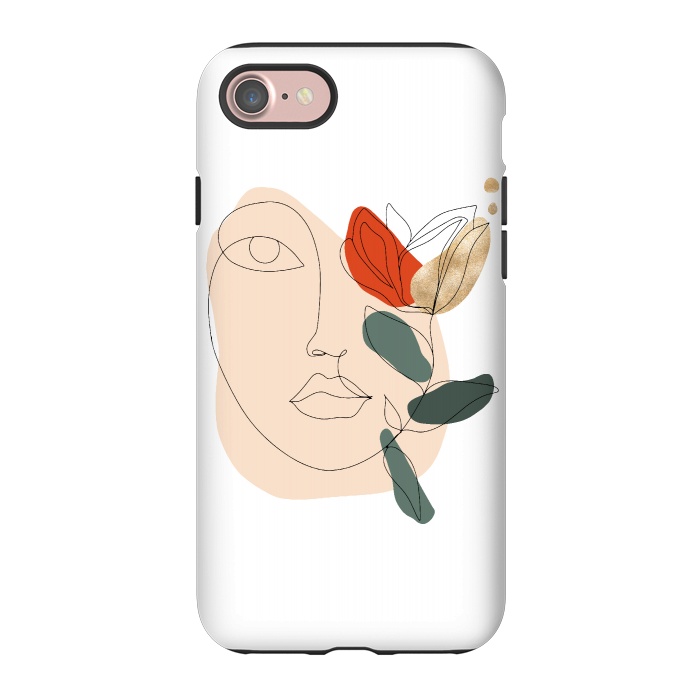 iPhone 7 StrongFit Lineart Face Floral  by DaDo ART