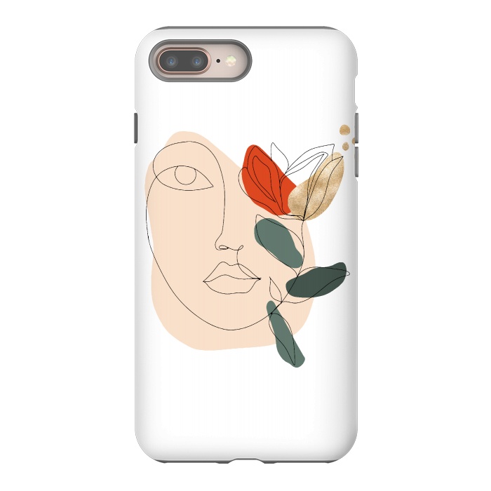 iPhone 7 plus StrongFit Lineart Face Floral  by DaDo ART