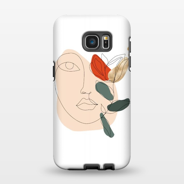 Galaxy S7 EDGE StrongFit Lineart Face Floral  by DaDo ART