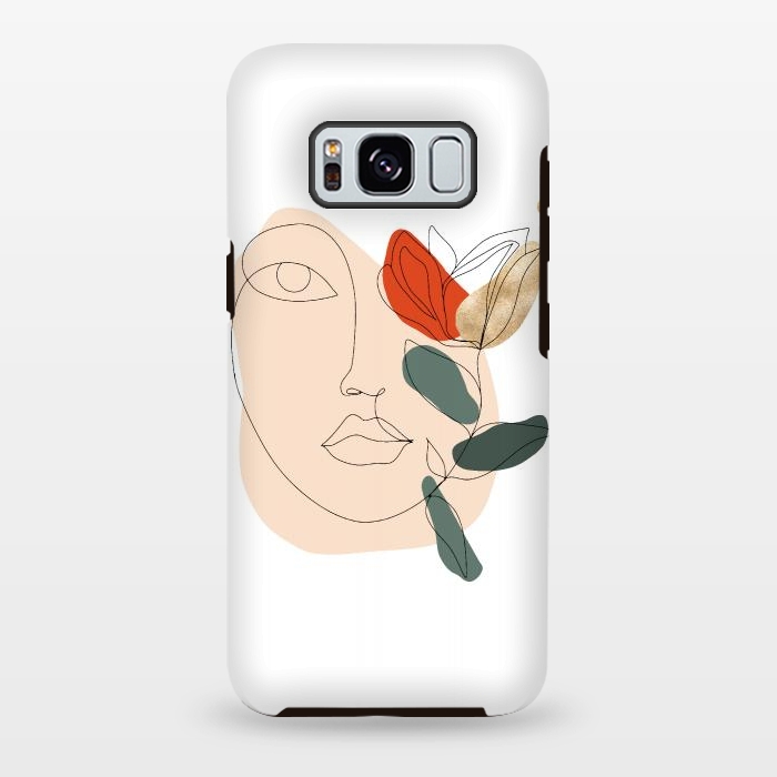 Galaxy S8 plus StrongFit Lineart Face Floral  by DaDo ART
