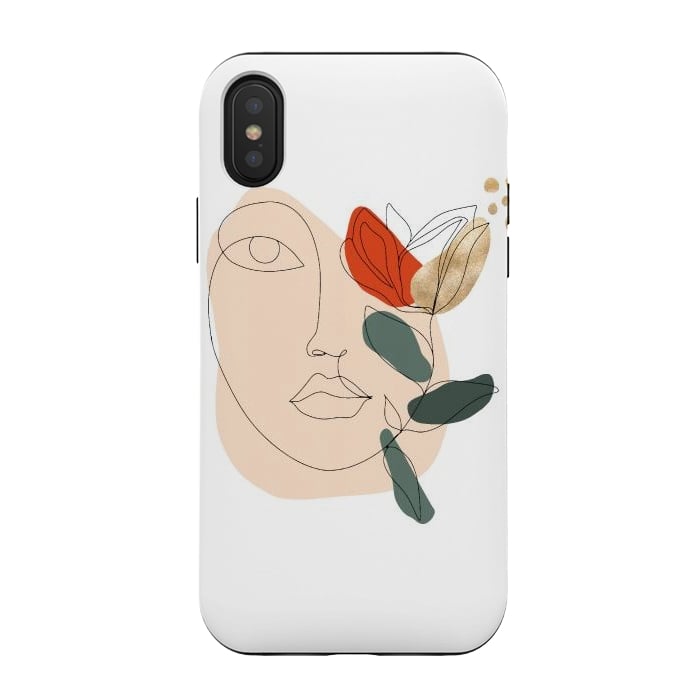 iPhone Xs / X StrongFit Lineart Face Floral  by DaDo ART