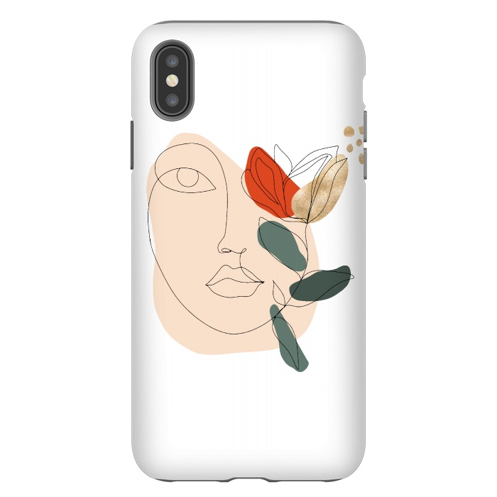 iPhone Xs Max StrongFit Lineart Face Floral  by DaDo ART