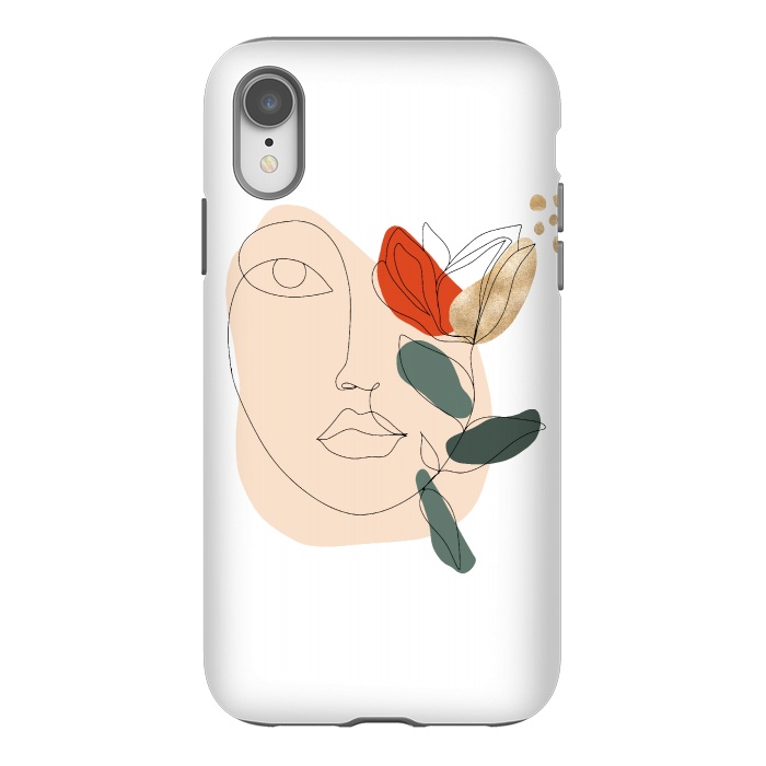 iPhone Xr StrongFit Lineart Face Floral  by DaDo ART