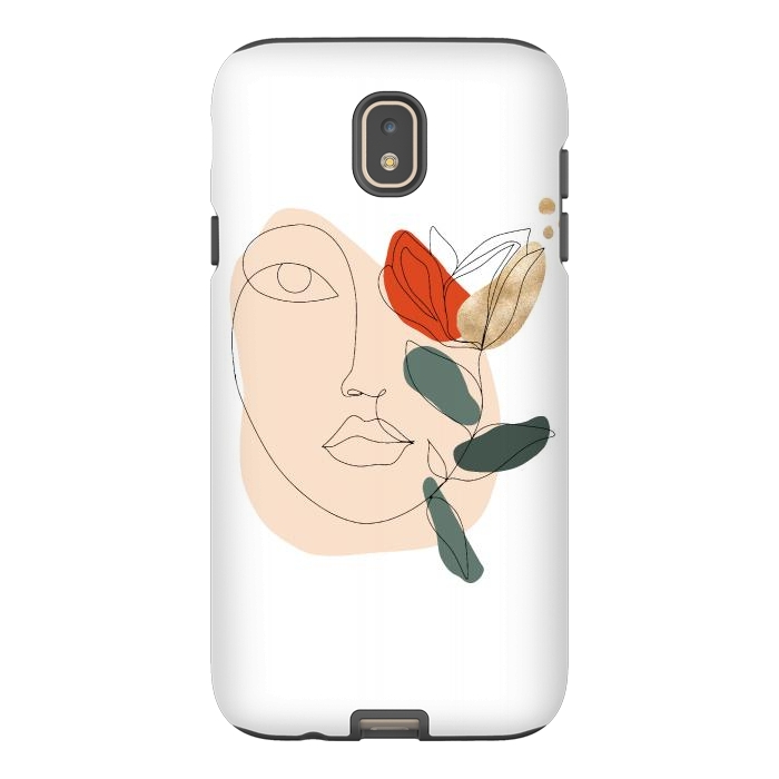 Galaxy J7 StrongFit Lineart Face Floral  by DaDo ART