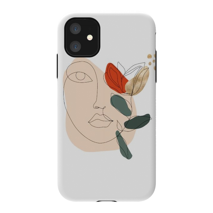 iPhone 11 StrongFit Lineart Face Floral  by DaDo ART