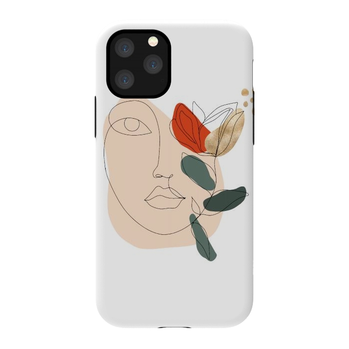 iPhone 11 Pro StrongFit Lineart Face Floral  by DaDo ART