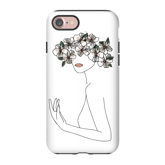 iPhone 7 StrongFit Lineart - Nymph Girl Floral by DaDo ART