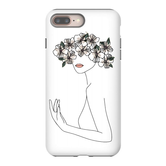 iPhone 7 plus StrongFit Lineart - Nymph Girl Floral by DaDo ART