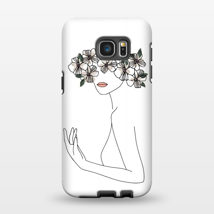 Galaxy S7 EDGE StrongFit Lineart - Nymph Girl Floral by DaDo ART