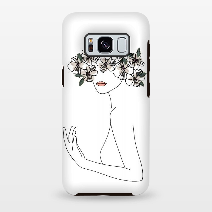 Galaxy S8 plus StrongFit Lineart - Nymph Girl Floral by DaDo ART