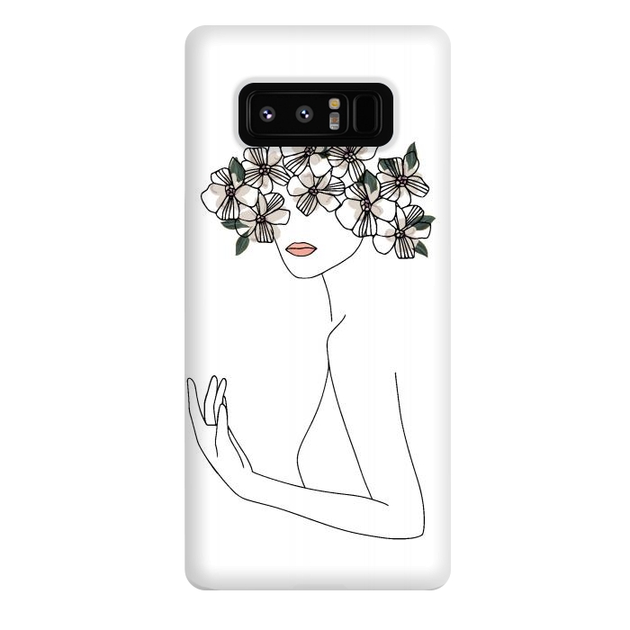 Galaxy Note 8 StrongFit Lineart - Nymph Girl Floral by DaDo ART