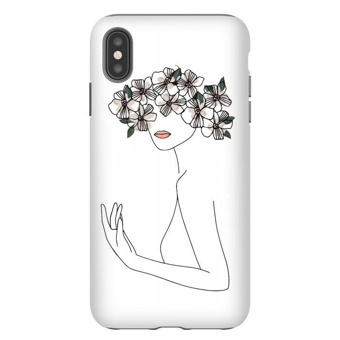 iPhone Xs Max StrongFit Lineart - Nymph Girl Floral by DaDo ART