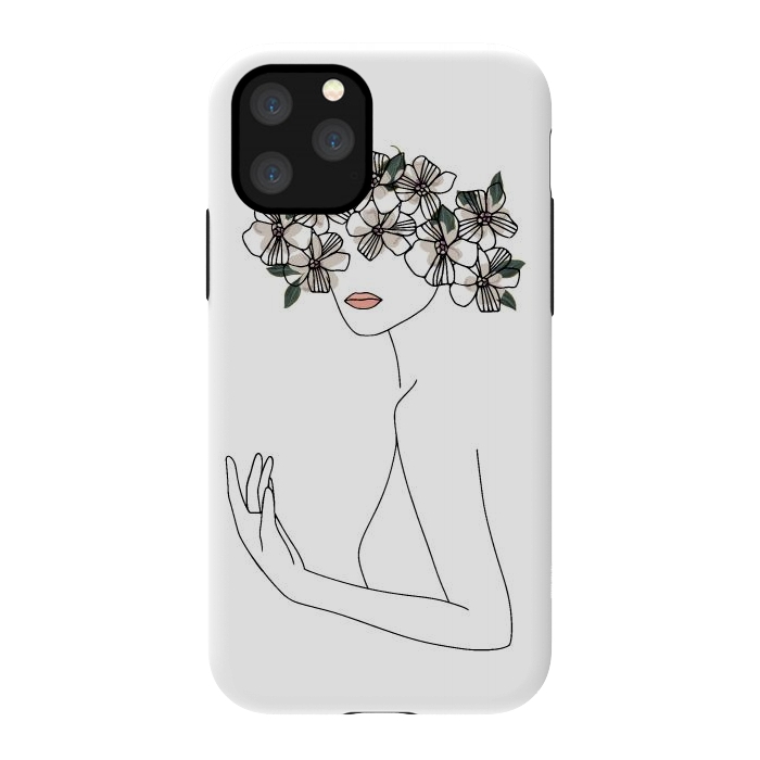iPhone 11 Pro StrongFit Lineart - Nymph Girl Floral by DaDo ART