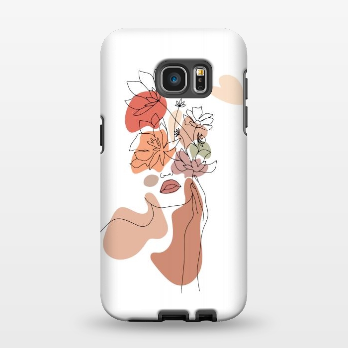 Galaxy S7 EDGE StrongFit Lineart Girl With Flowers by DaDo ART