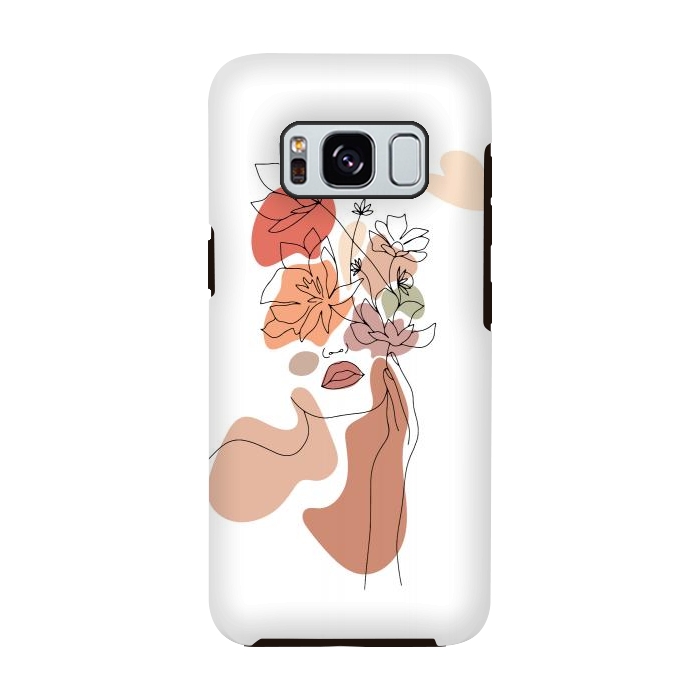 Galaxy S8 StrongFit Lineart Girl With Flowers by DaDo ART