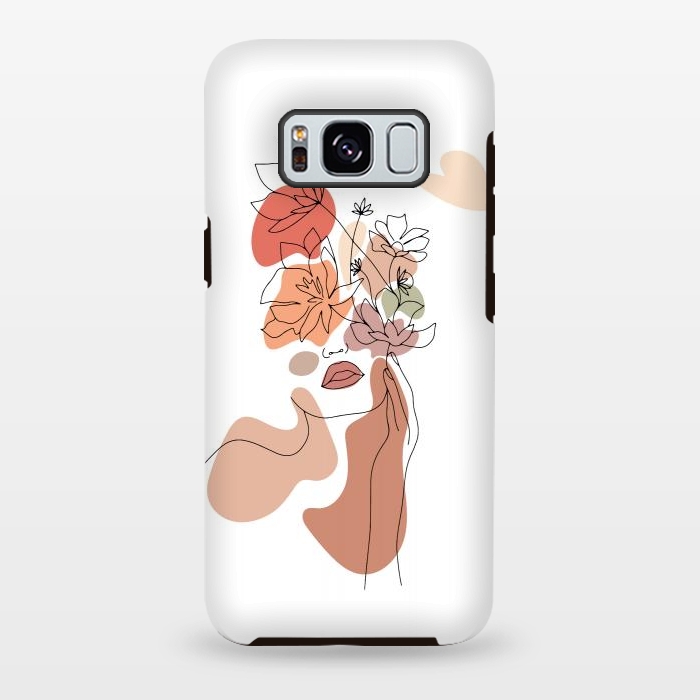 Galaxy S8 plus StrongFit Lineart Girl With Flowers by DaDo ART