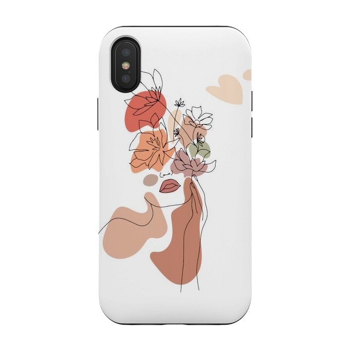 iPhone Xs / X StrongFit Lineart Girl With Flowers by DaDo ART