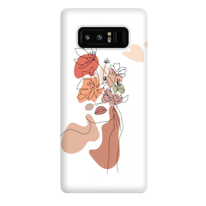 Galaxy Note 8 StrongFit Lineart Girl With Flowers by DaDo ART