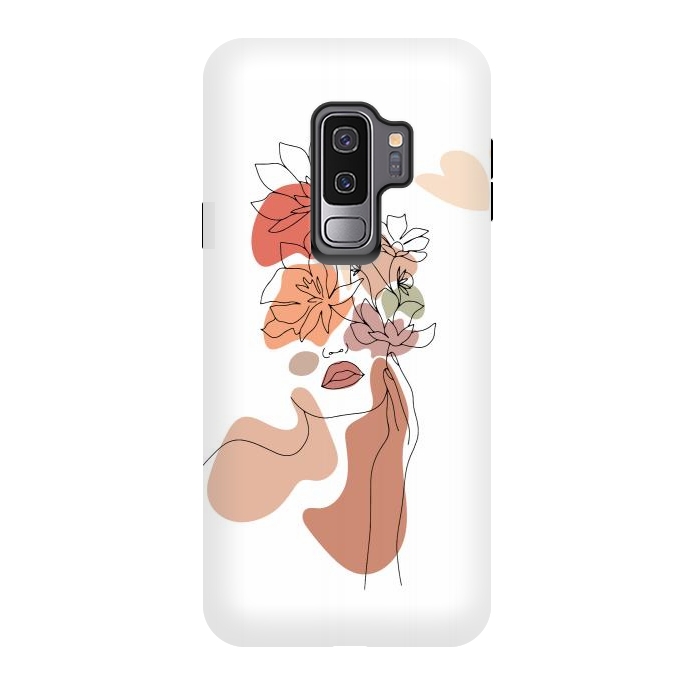 Galaxy S9 plus StrongFit Lineart Girl With Flowers by DaDo ART