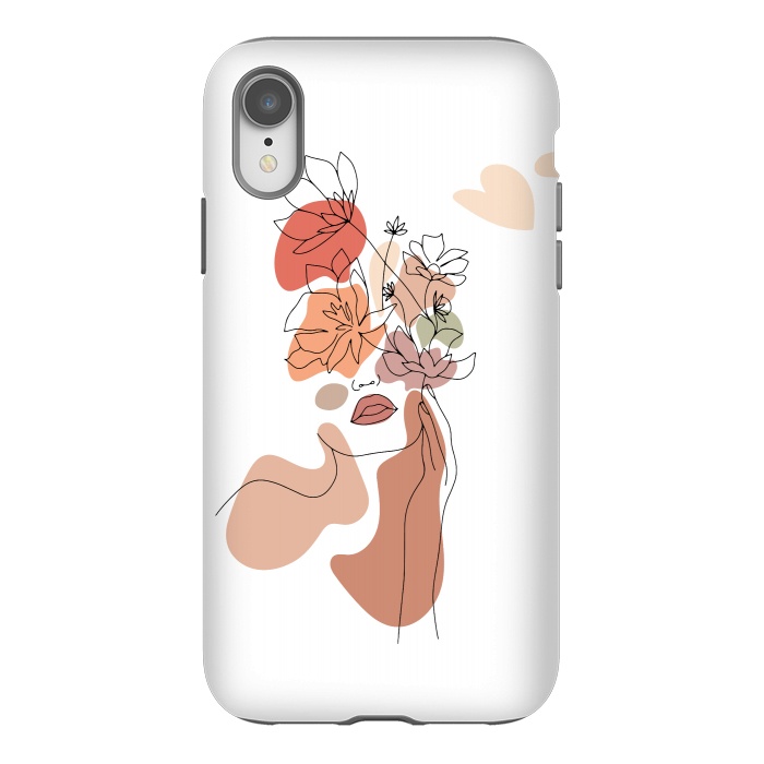 iPhone Xr StrongFit Lineart Girl With Flowers by DaDo ART