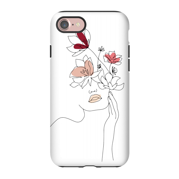 iPhone 7 StrongFit Lineart Girl Flowers by DaDo ART