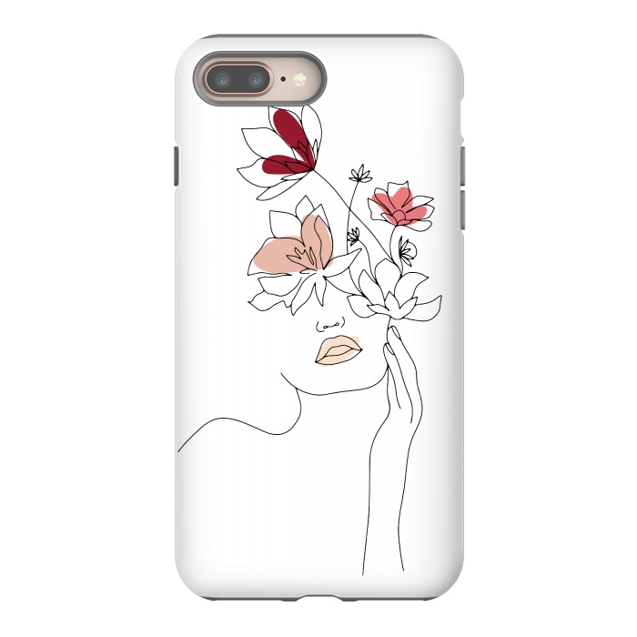 iPhone 7 plus StrongFit Lineart Girl Flowers by DaDo ART