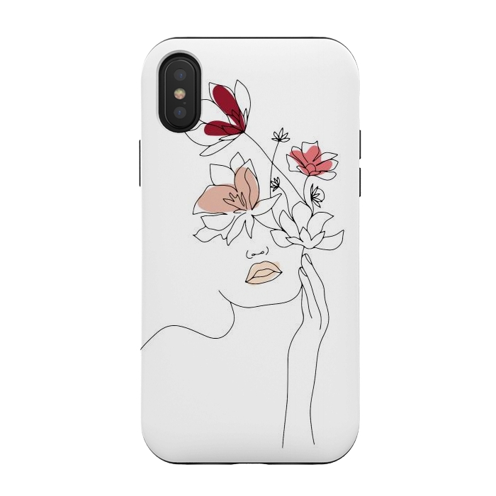 iPhone Xs / X StrongFit Lineart Girl Flowers by DaDo ART
