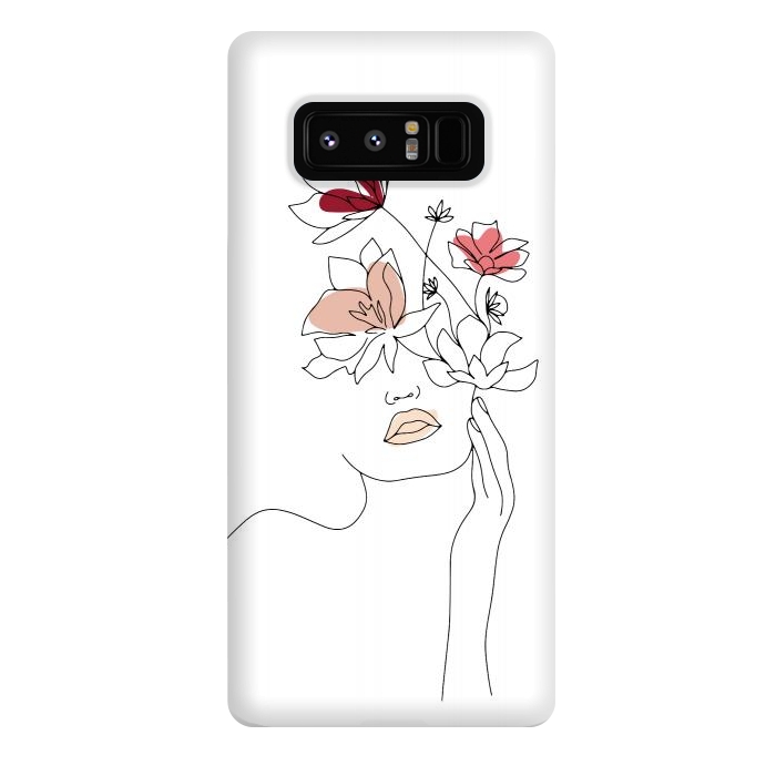 Galaxy Note 8 StrongFit Lineart Girl Flowers by DaDo ART