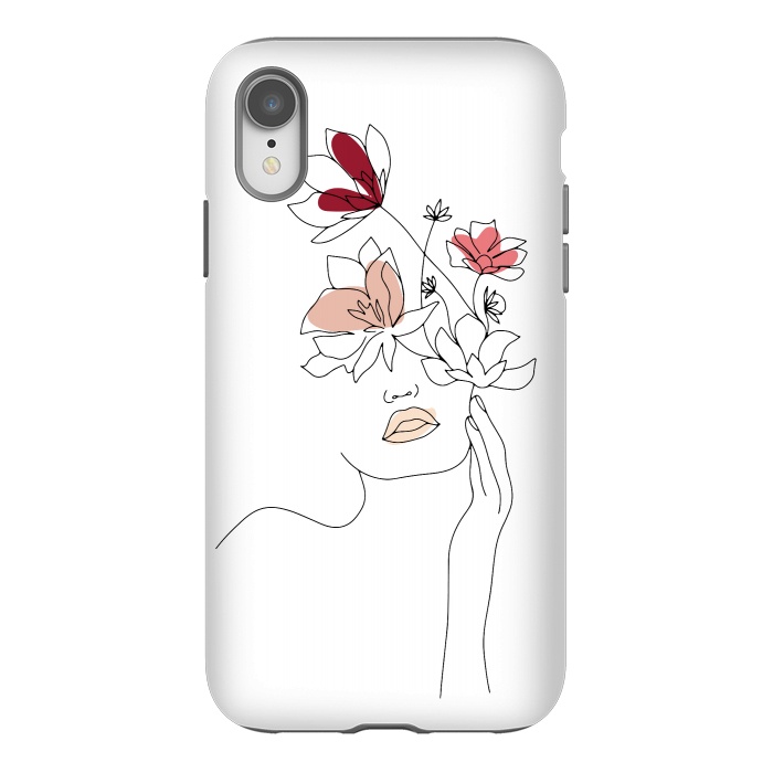 iPhone Xr StrongFit Lineart Girl Flowers by DaDo ART