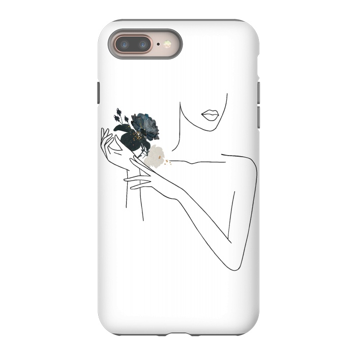 iPhone 7 plus StrongFit Lineart Girl With Black Flowers by DaDo ART