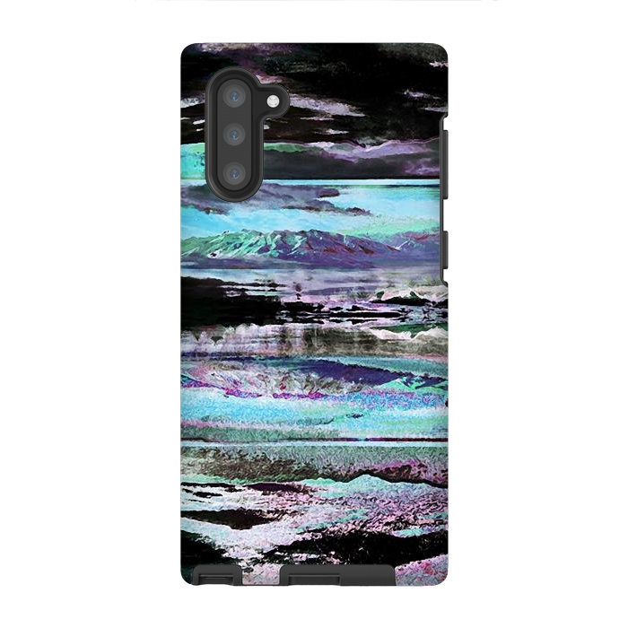 Galaxy Note 10 StrongFit Stylised blue purple mountain landscape by Oana 