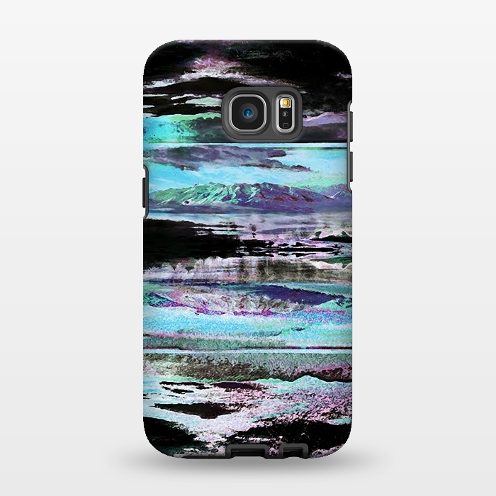 Galaxy S7 EDGE StrongFit Stylised blue purple mountain landscape by Oana 