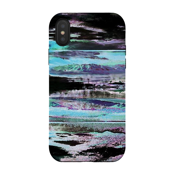 iPhone Xs / X StrongFit Stylised blue purple mountain landscape by Oana 