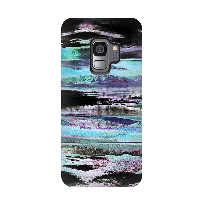 Galaxy S9 StrongFit Stylised blue purple mountain landscape by Oana 