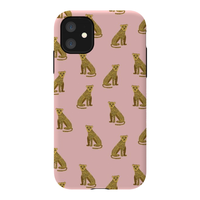 iPhone 11 StrongFit Leopard. Pink pattern by Julia Badeeva