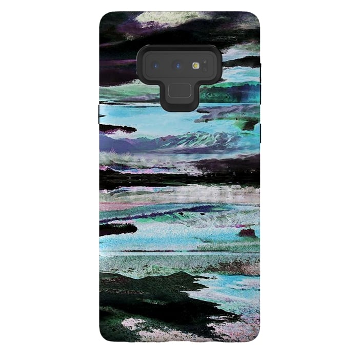 Galaxy Note 9 StrongFit Mountain landscape textured modern painting by Oana 