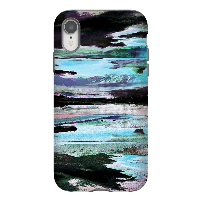 iPhone Xr StrongFit Mountain landscape textured modern painting by Oana 
