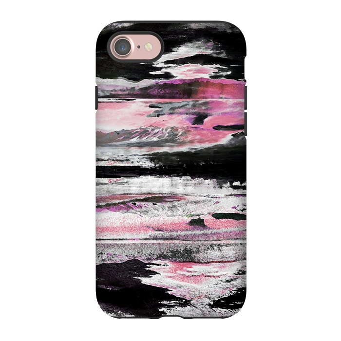 iPhone 7 StrongFit Faded pink mountain sunset landscape by Oana 