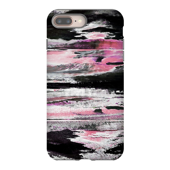iPhone 7 plus StrongFit Faded pink mountain sunset landscape by Oana 