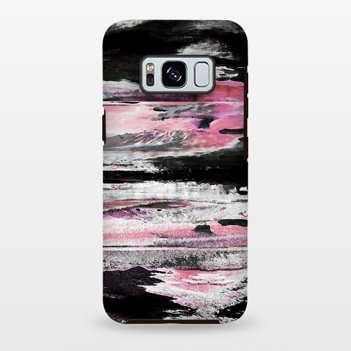 Galaxy S8 plus StrongFit Faded pink mountain sunset landscape by Oana 