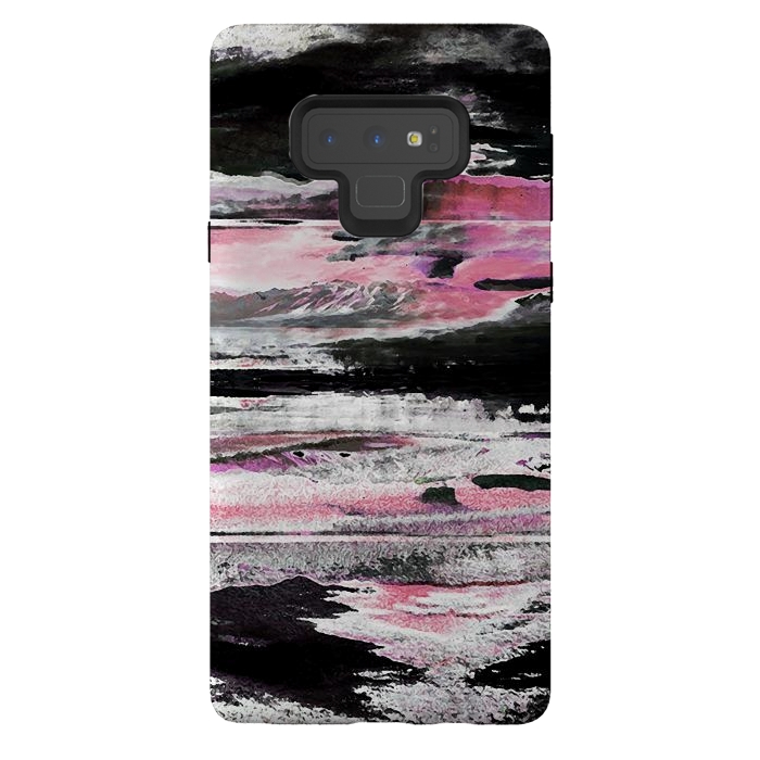 Galaxy Note 9 StrongFit Faded pink mountain sunset landscape by Oana 