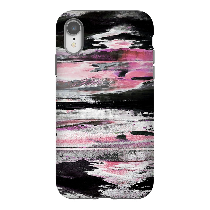 iPhone Xr StrongFit Faded pink mountain sunset landscape by Oana 