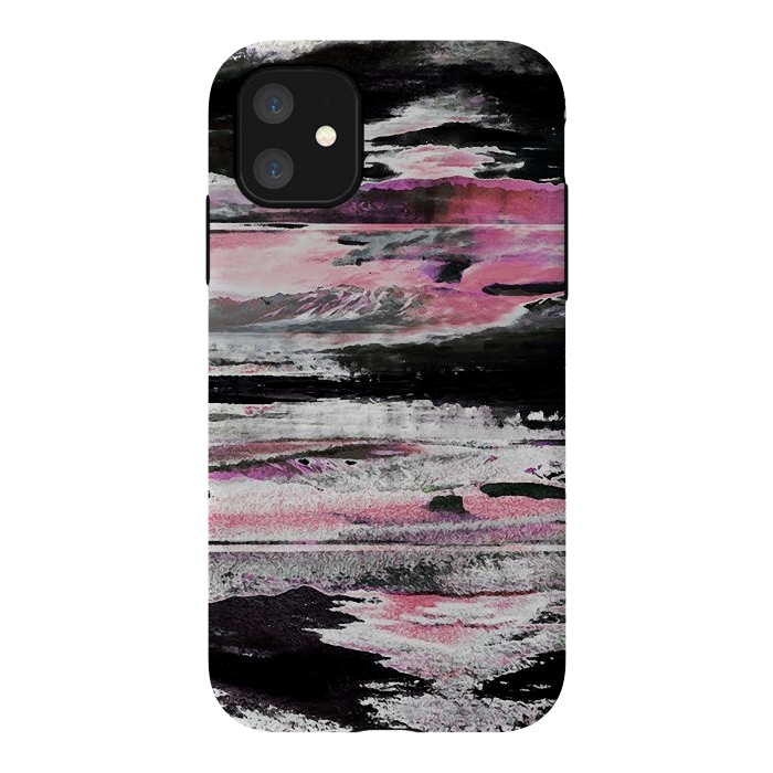 iPhone 11 StrongFit Faded pink mountain sunset landscape by Oana 