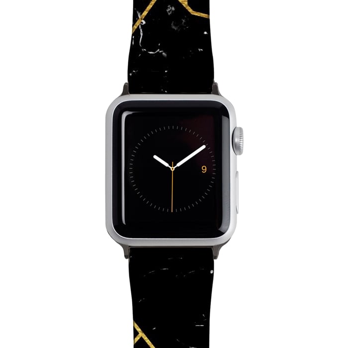 Watch 38mm / 40mm Strap PU leather Black marble by Julia Badeeva